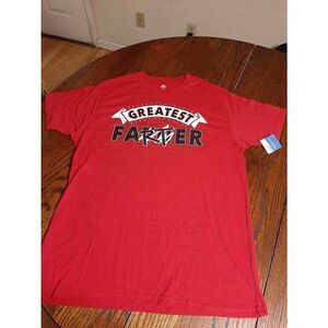 New Large 42/44 Celebrate Red Greatest Farter Short Sleeve Crew Neck Tshirt NWT